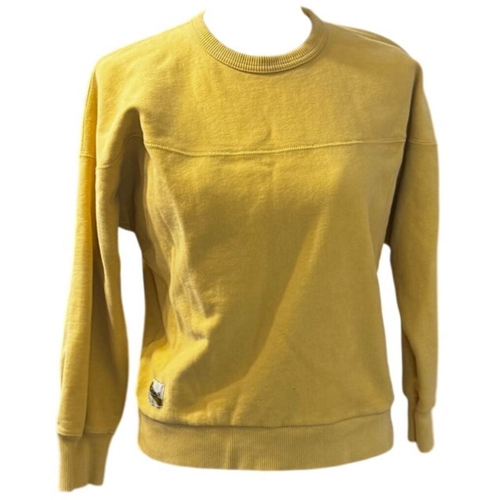 Tracksmith New England Yellow Fleece Crewneck Sweatshirt Small Running Athletic